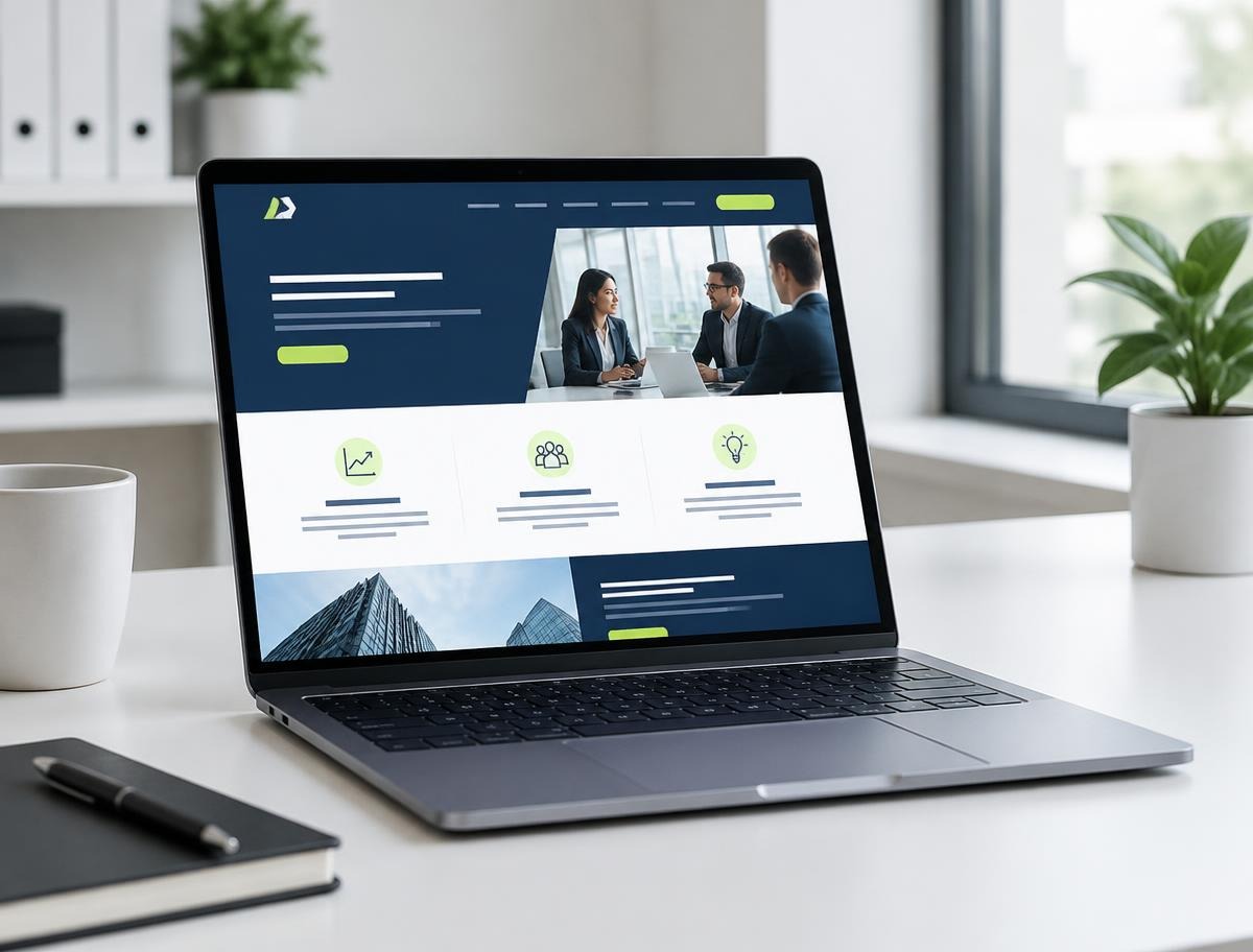 Concept: corporate consulting website on a laptop